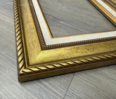 Montana Antique Gold Natural Linen Liner Picture Frame | Classic Rope & Beaded Design